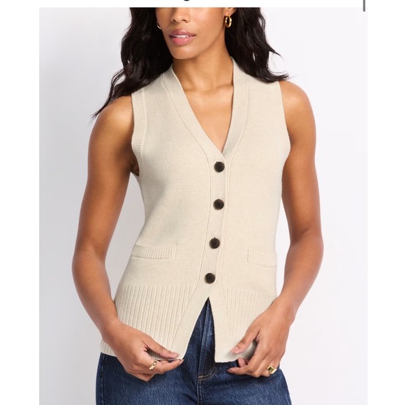 pistola Sweaters - Pistola Audra Sweater Vest Soft Dove Beige Wool Cashmere Blend‎ P00061111YV L